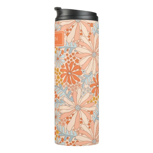Bouteilles Isothermes Motif de jardin à fleurs rétro (Tourné sur la droite)