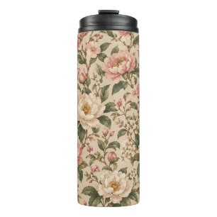 Bouteilles Isothermes Motif de jardin de pivoine et de rose romantique v