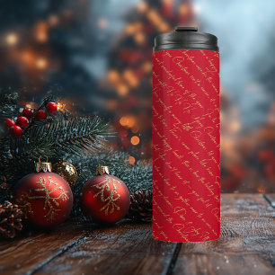Bouteilles Isothermes Motif de la typographie de Noël en or rouge #36 ID