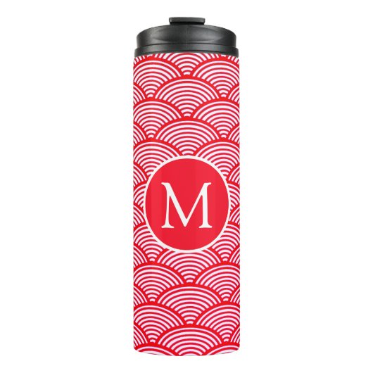Bouteilles Isothermes Motif de monogramme à coquille Saint-Jacques rouge (Devant)