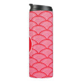 Bouteilles Isothermes Motif de monogramme à coquille Saint-Jacques rouge (Tourné sur la droite)