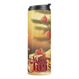 Bouteilles Isothermes Motif de Noël, avec des cadeaux sous l'arbre de No