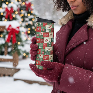 Bouteilles Isothermes Motif de Noël en patchwork de campagne