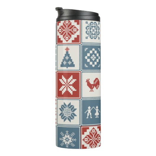 Bouteilles Isothermes Motif de Noël en patchwork. Traditionel (Tourné sur la droite)