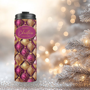 Bouteilles Isothermes Motif de Noël Magenta Gold#12 ID1009