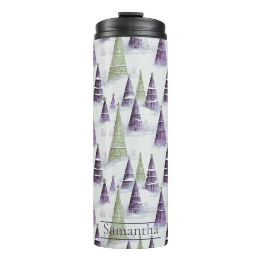 Bouteilles Isothermes Motif de Noël vert violet #8 ID1009 (Devant)