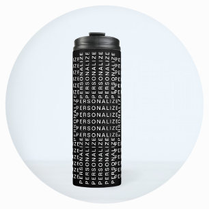 Bouteilles Isothermes Motif de nom ou de mot répétitif noir et blanc