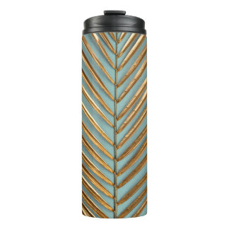 Bouteilles Isothermes Motif de palme tropicale peint en or