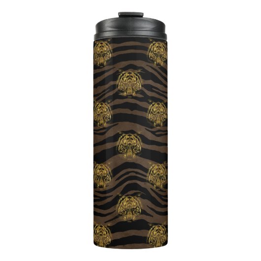 Bouteilles Isothermes Motif de Parties scintillant d'or Jungle Tiger (Devant)