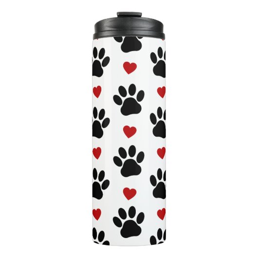 Bouteilles Isothermes Motif De Pâtes, Pâtes De Chien, Pâtes Noires, Coeu (Devant)