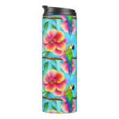 Bouteilles Isothermes Motif de perroquet et de fleurs tropicales (Tourné sur la droite)