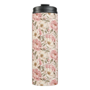 Bouteilles Isothermes Motif de pivoines fleuries vintage