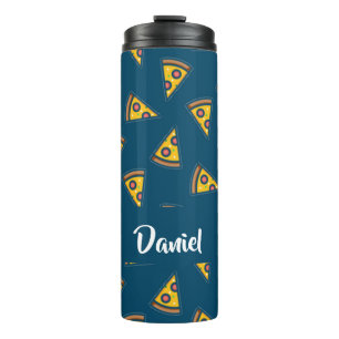 Bouteilles Isothermes Motif de pizza sur fond bleu