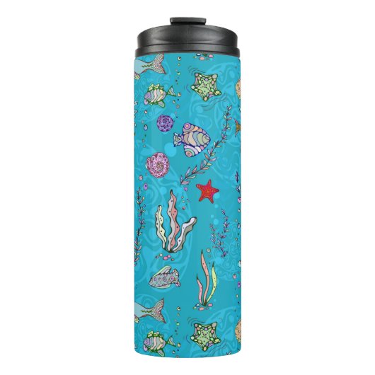 Bouteilles Isothermes Motif de poisson turquoise (Devant)