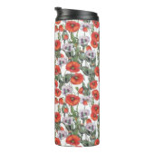 Bouteilles Isothermes Motif de Poppies rouges et violettes (Tourné sur la droite)