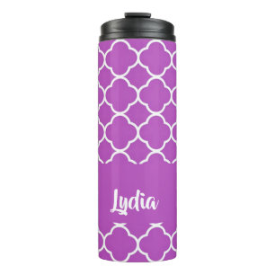 Bouteilles Isothermes Motif de quatrefoil blanc et violet