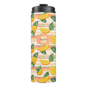 Bouteilles Isothermes Motif de tranche orange avec Feuilles verts sur Pa