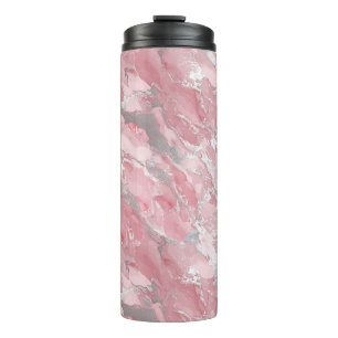 Bouteilles Isothermes Motif de type marbre rose pâle et argent