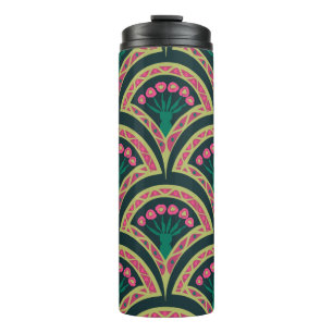 Bouteilles Isothermes Motif de ventilateur floral rose et vert