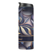 Bouteilles Isothermes Motif de vrilles 3D bleu doré (Tourné sur la droite)