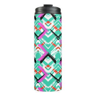 Bouteilles Isothermes Motif de zigzag turquoise tiré par la main