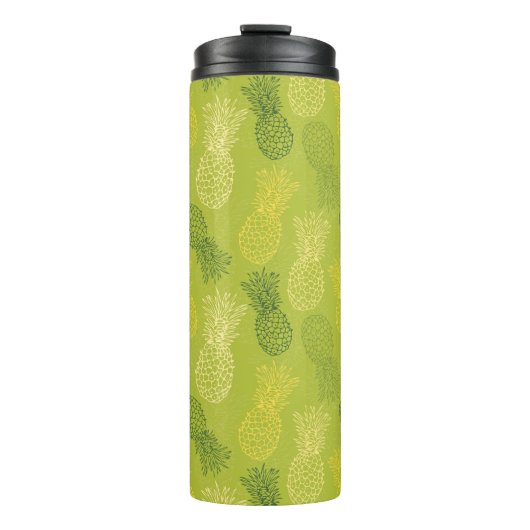 Bouteilles Isothermes Motif d'ensemble d'ananas sur le vert (Devant)