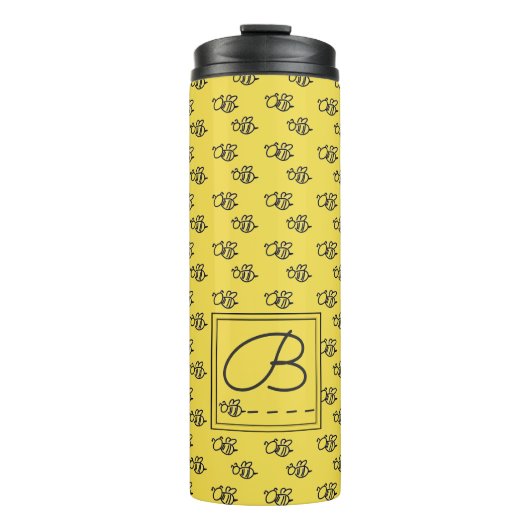 Bouteilles Isothermes Motif des abeilles d'été jaune (Devant)