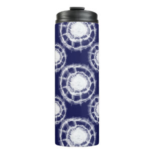 Bouteilles Isothermes Motif des cercles Shibori bleu et blanc