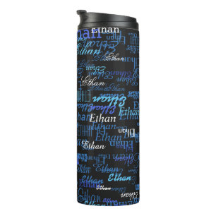 Bouteilles Isothermes Motif des Noms Bleus (créez votre propre nom)