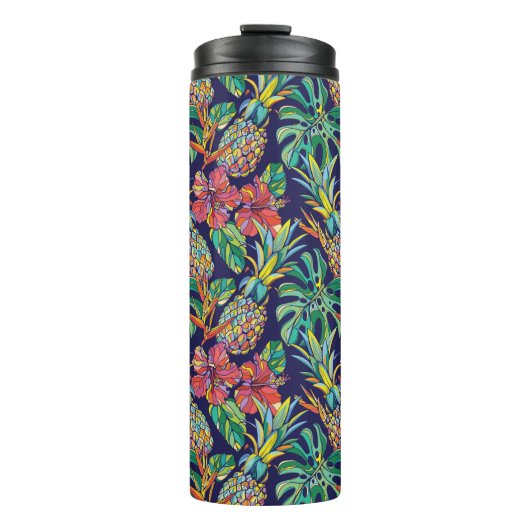 Bouteilles Isothermes Motif d'hibiscus à ananas tropicaux (Devant)
