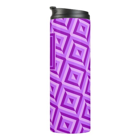 Bouteilles Isothermes Motif diamant à trois tons violet monogramme (Tourné sur la droite)