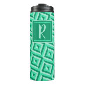 Bouteilles Isothermes Motif diamant trois tons vert Monogramme (Devant)