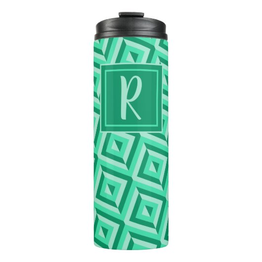 Bouteilles Isothermes Motif diamant trois tons vert Monogramme (Devant)