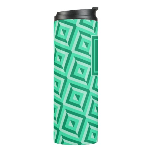 Bouteilles Isothermes Motif diamant trois tons vert Monogramme (Tourné sur la gauche)