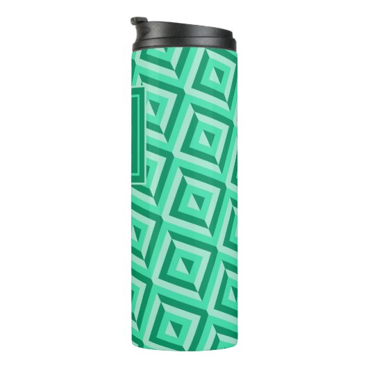 Bouteilles Isothermes Motif diamant trois tons vert Monogramme (Tourné sur la droite)