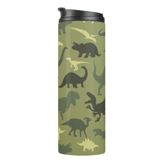 Bouteilles Isothermes Motif Dinosaure, Silhouette Dinosaure, Dino Vert (Tourné sur la droite)