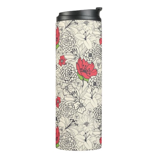 Bouteilles Isothermes Motif du jardin de fleurs de pavot (Tourné sur la gauche)