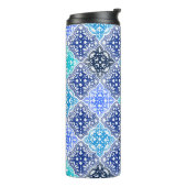 Bouteilles Isothermes Motif en carrelage marocain peint en bleu (Tourné sur la gauche)