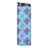 Bouteilles Isothermes Motif en carrelage marocain peint en bleu (Tourné sur la droite)