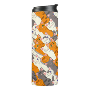 Bouteilles Isothermes Motif en diagonale du chat noir blanc gingembre