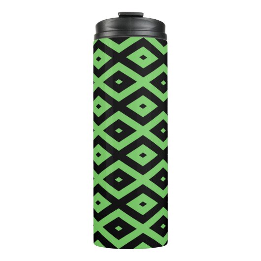 Bouteilles Isothermes Motif en diamant vert citron et noir (Devant)