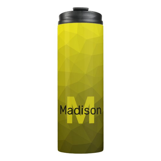 Bouteilles Isothermes Motif en maille géométrique gris foncé jaune (Devant)