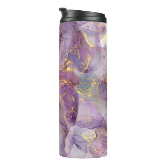 Bouteilles Isothermes Motif en marbre Pastel Lilac, Parties scintillant  (Tourné sur la droite)