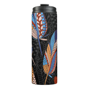 Bouteilles Isothermes Motif en plumes colorées Arrière - plan sans coutu