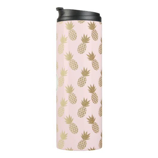 Bouteilles Isothermes Motif et monogramme d'ananas en or (Tourné sur la droite)