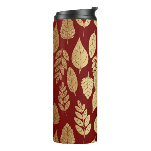 Bouteilles Isothermes Motif et monogramme Gold et Red Leaf (Tourné sur la gauche)