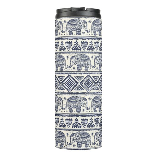 Bouteilles Isothermes Motif ethnique bleu d'éléphant (Dos)