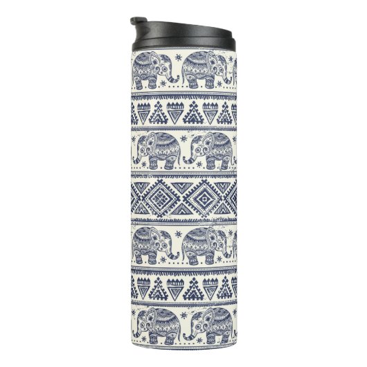 Bouteilles Isothermes Motif ethnique bleu d'éléphant (Tourné sur la droite)