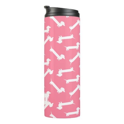 Bouteilles Isothermes Motif fait sur commande rose mignon de teckel (Tourné sur la droite)