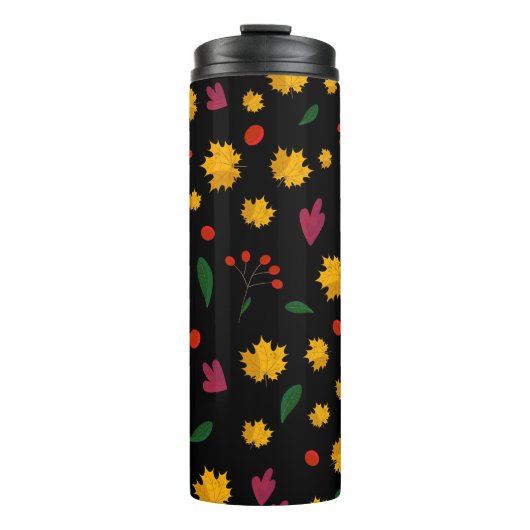 Bouteilles Isothermes motif feuille sur un arrière - plan noir (Devant)